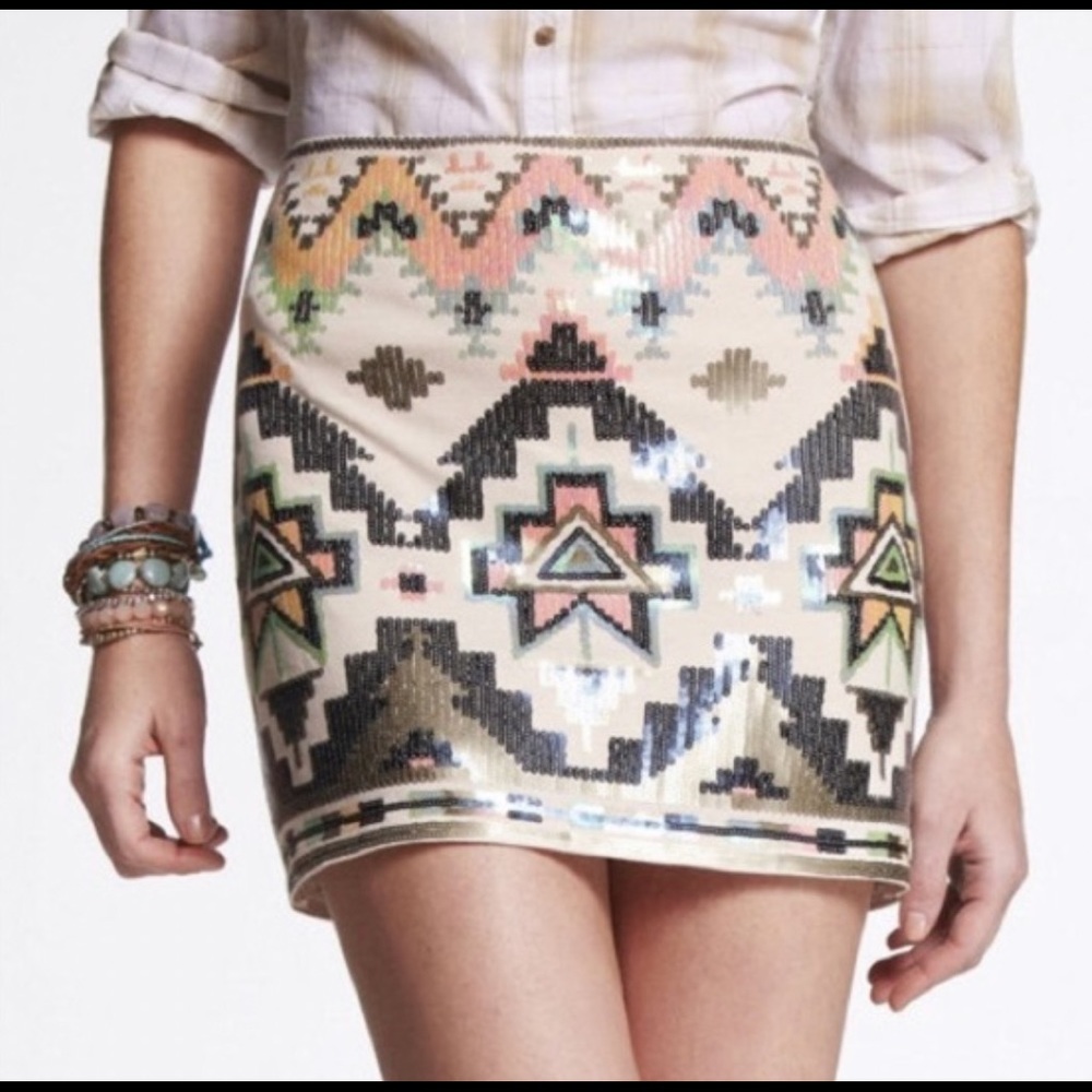 Express NEW Sequined Mini Skirt